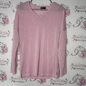 GG collection pink lightweight top knitted bubblegum pink slit sides lounge